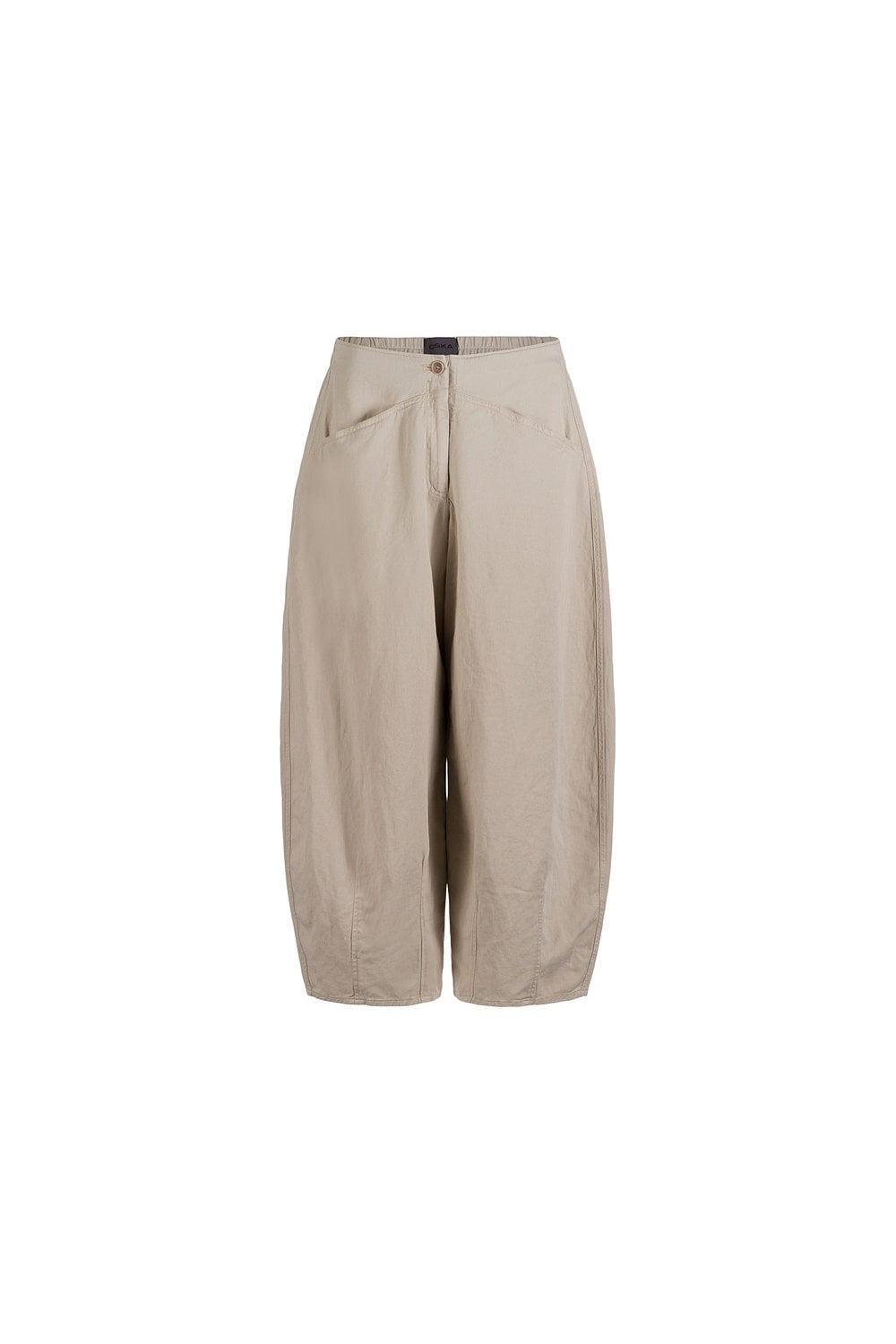 CROPPED COTTON LINEN TWILL TROUSERS | COL=NETTLE