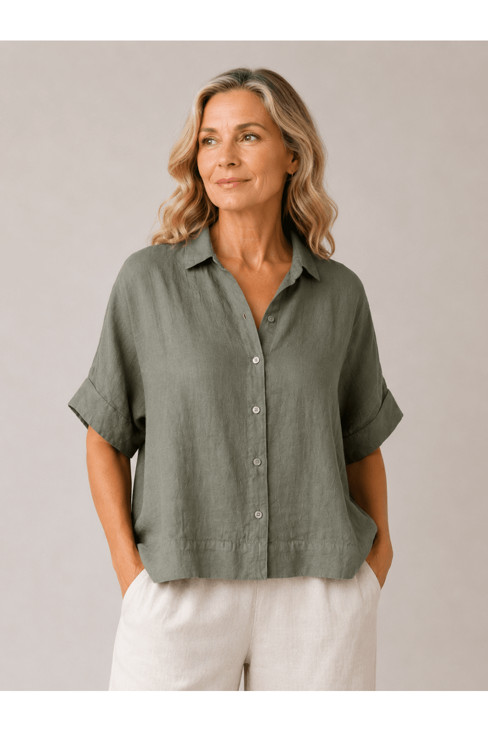 LINEN BLOUSE | COL=ALOE