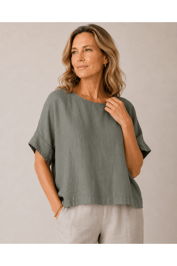 OSKA LINEN  BLOUSE | COL=ALOE