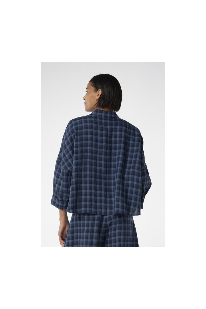 LINEN STRIPE  BLOUSE | COL=NAVY