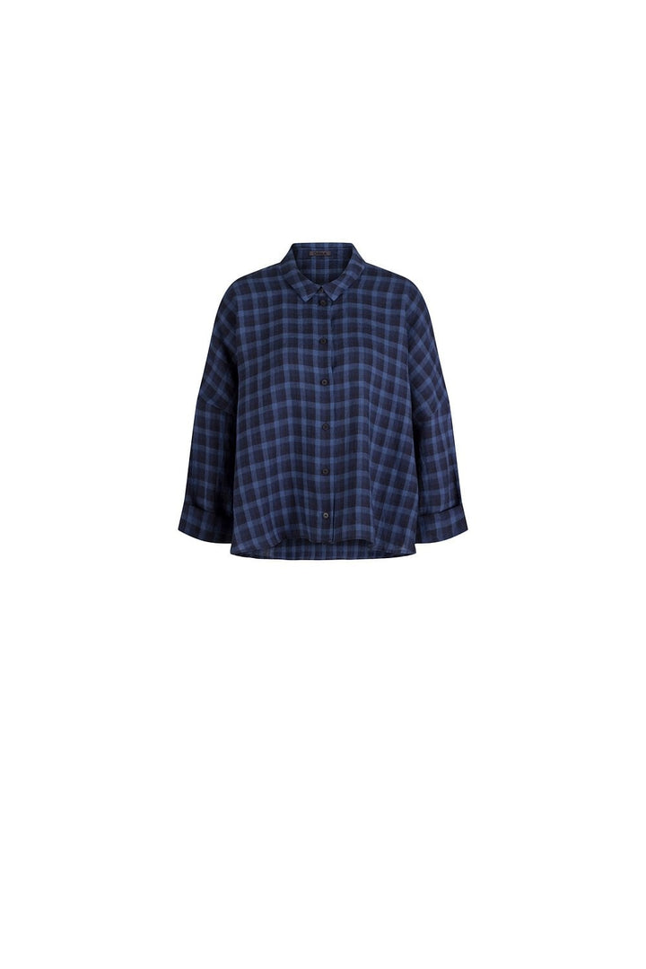 LINEN STRIPE  BLOUSE | COL=NAVY