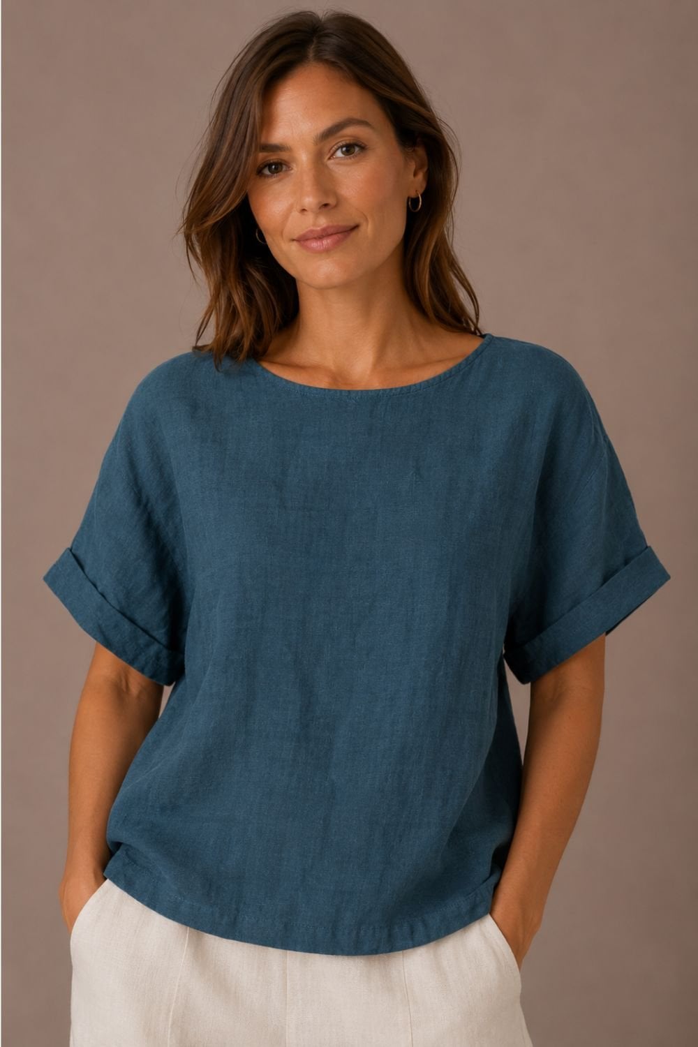 PURE LINEN BLOUSE | COL=AIR,LAKE
