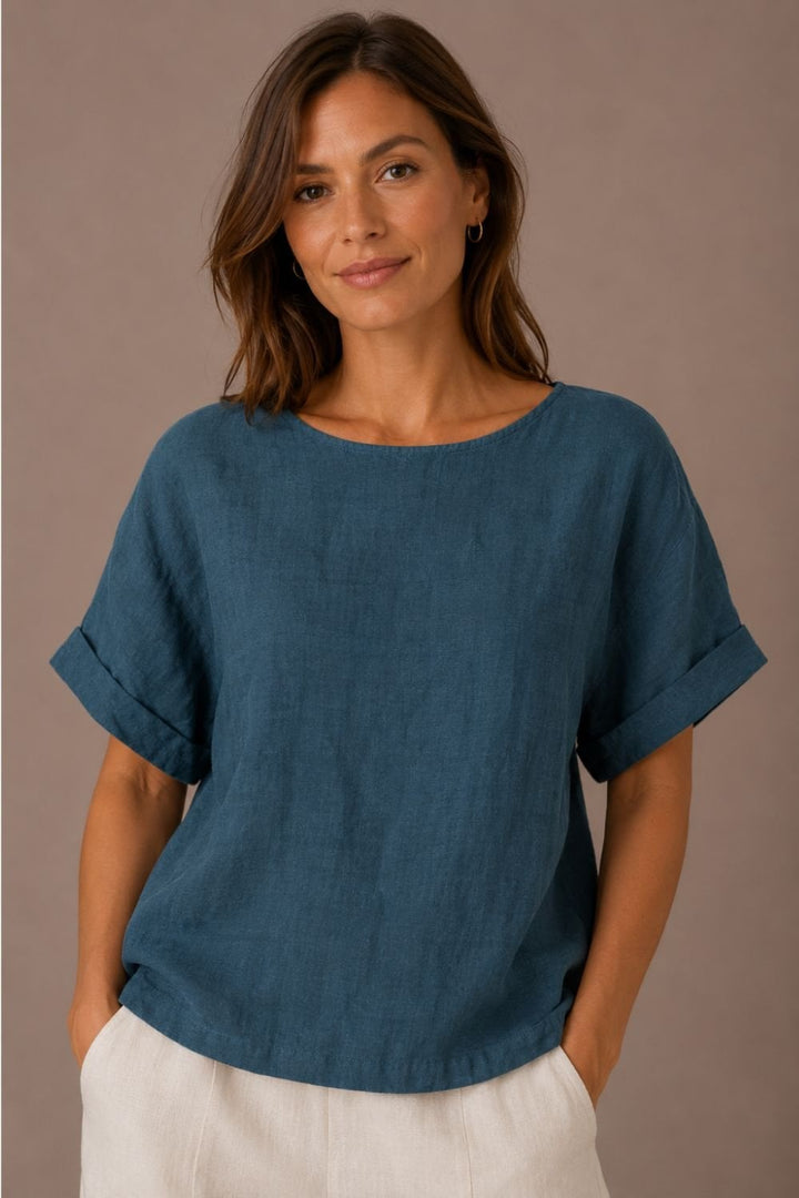 PURE LINEN BLOUSE | COL=AIR,LAKE