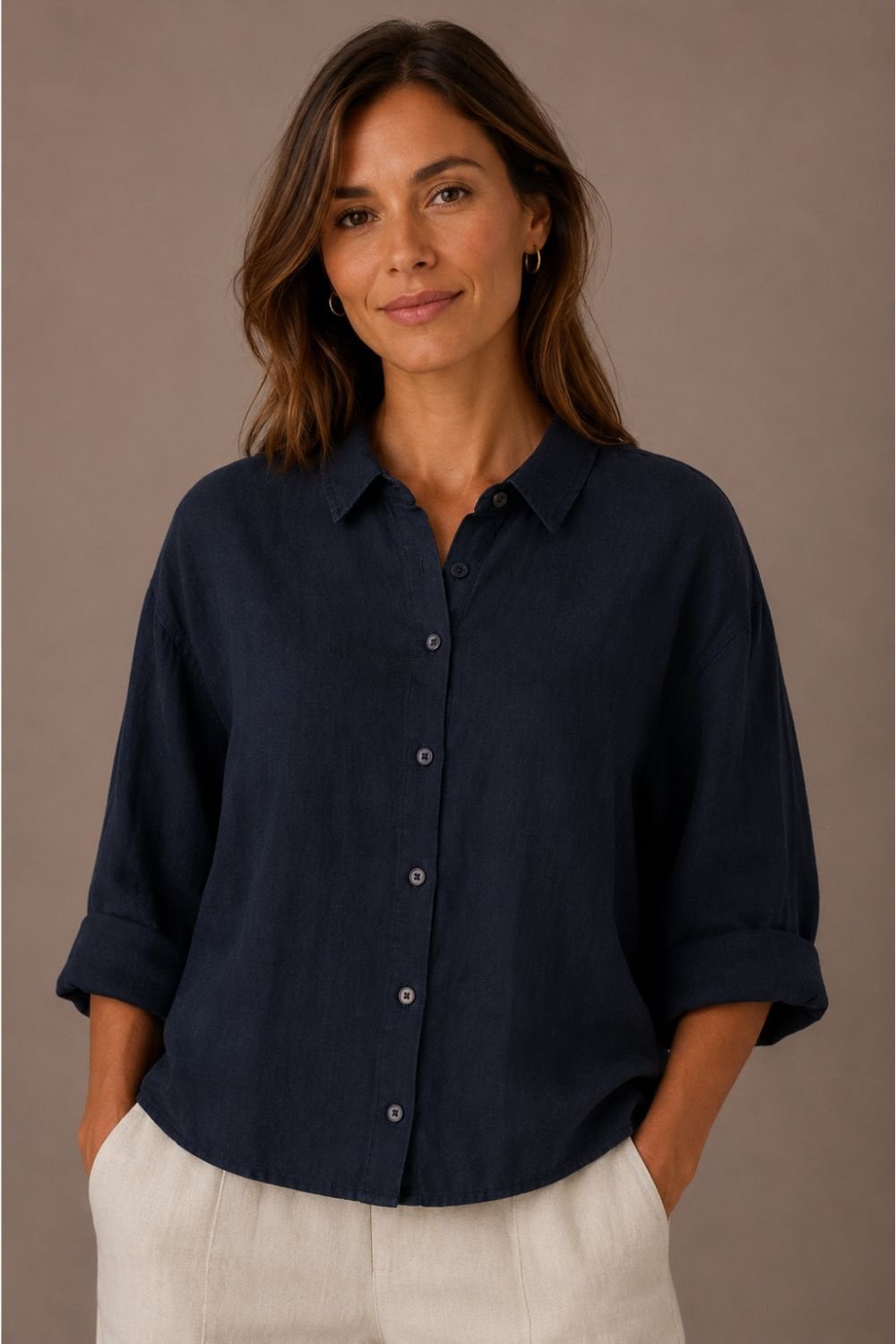 PURE LINEN BLOUSE | COL=DENIM,GRIT,VAPOUR