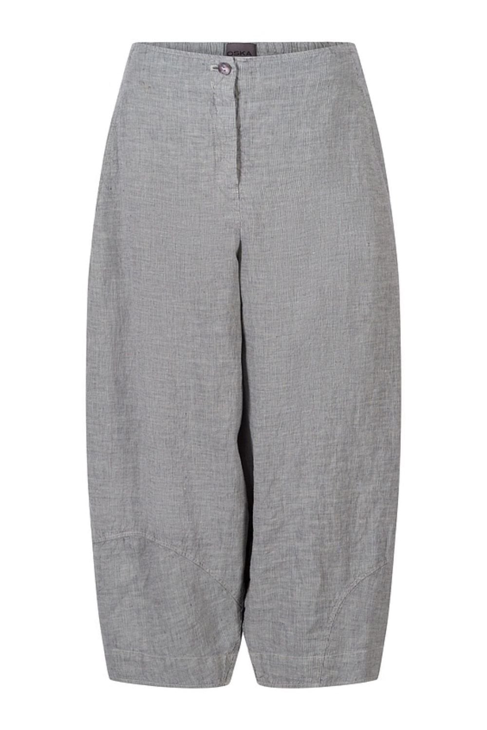 PURE LINEN CROPPED TROUSERS | COL=SILVER