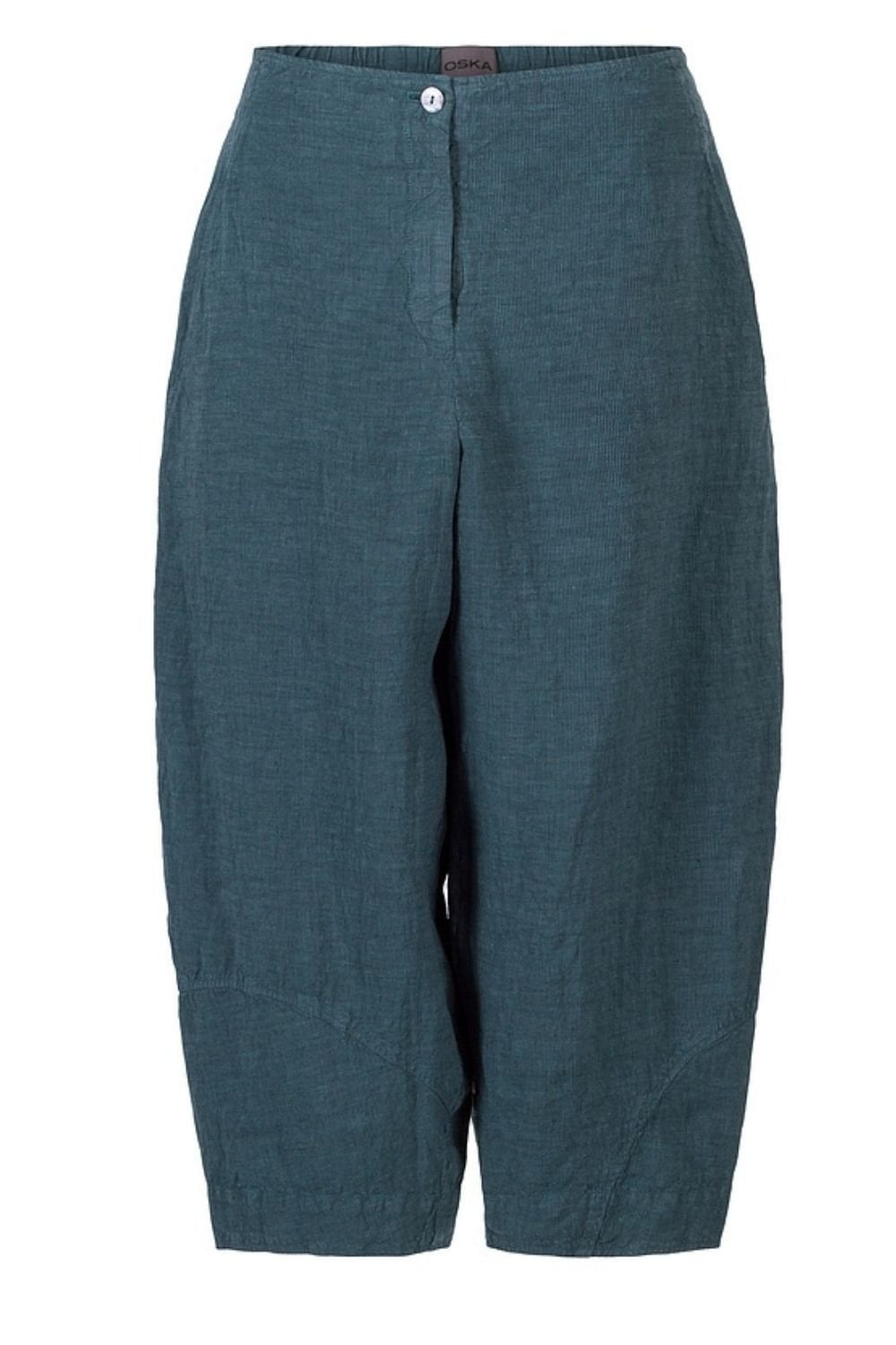 PURE LINEN CROPPED TROUSERS | COL=LAKE