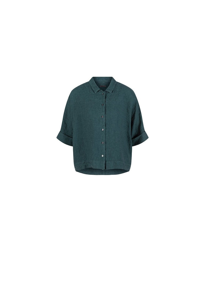 SMALL GINGHAM CHECK LINEN BLOUSE | COL=MINERAL