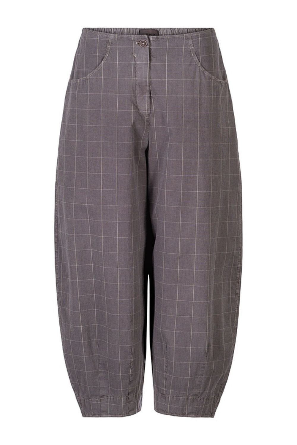 WINDOWPANE CHECK TROUSERS | COL=SILVER
