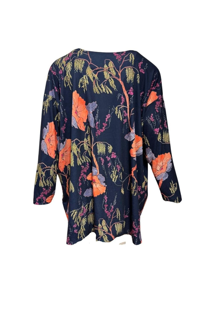 BUTTON FRONT WOODLAND PRINT TOP | COL=NAVY