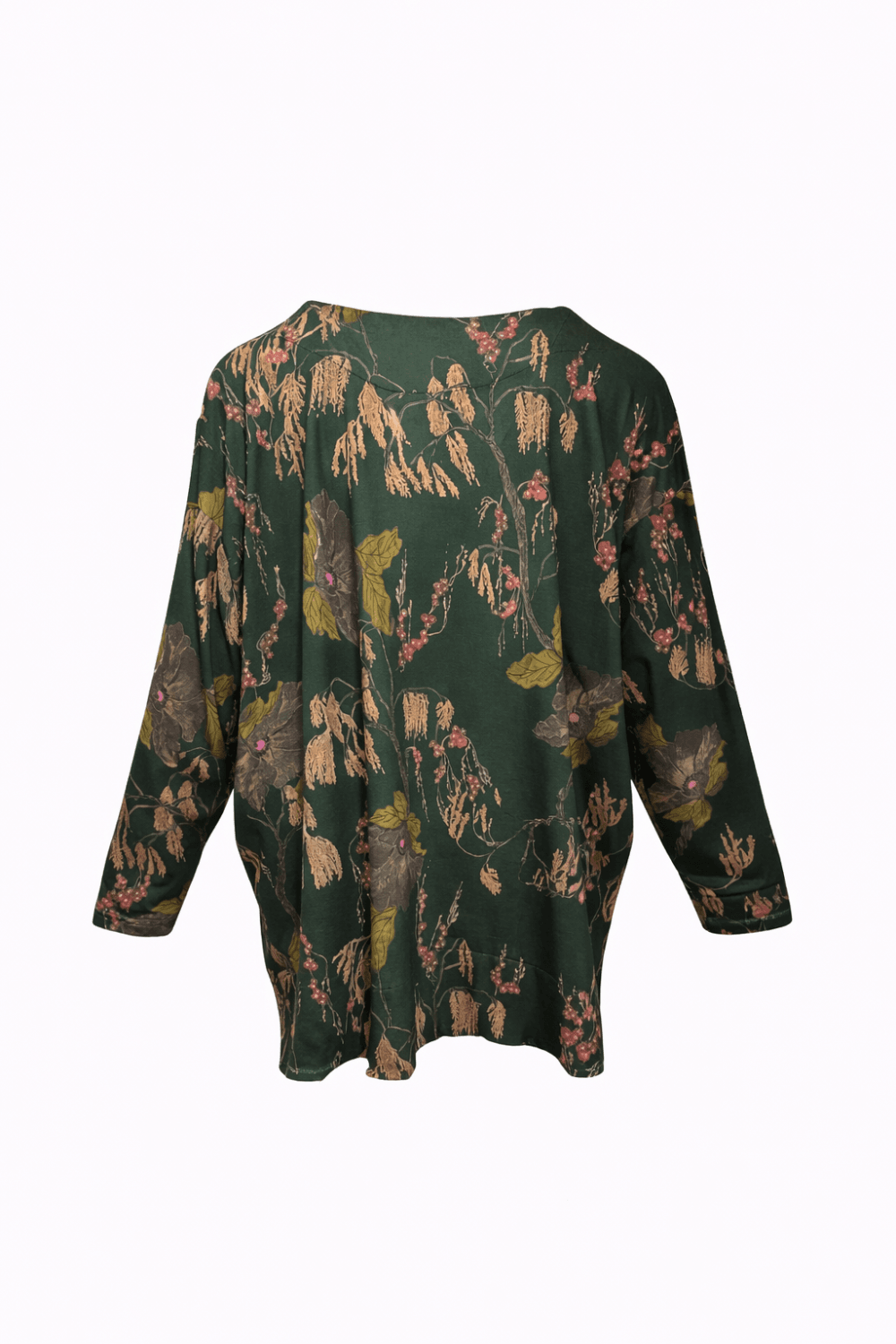 BUTTON FRONT WOODLAND PRINT TOP | COL=FOREST