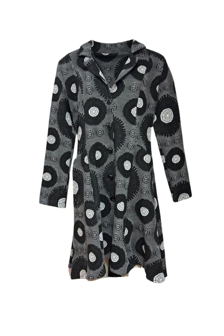 CIRCLE JAQUARD COAT | COL=BLACK