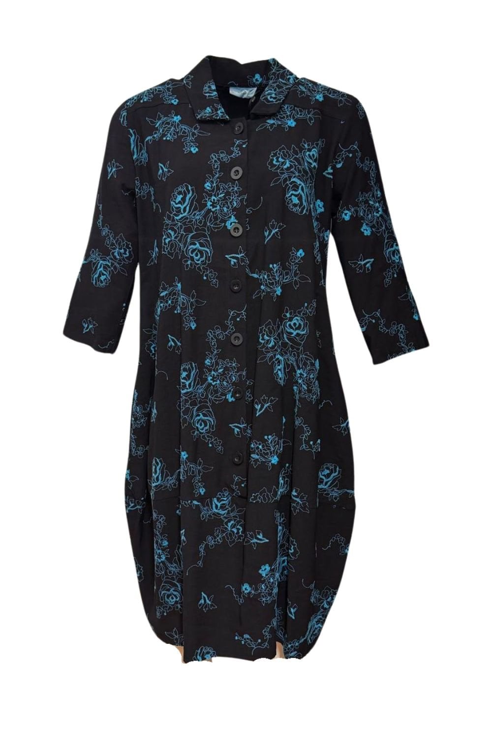 FLOWER EMBRIODERY DRESS | COL=AQUA