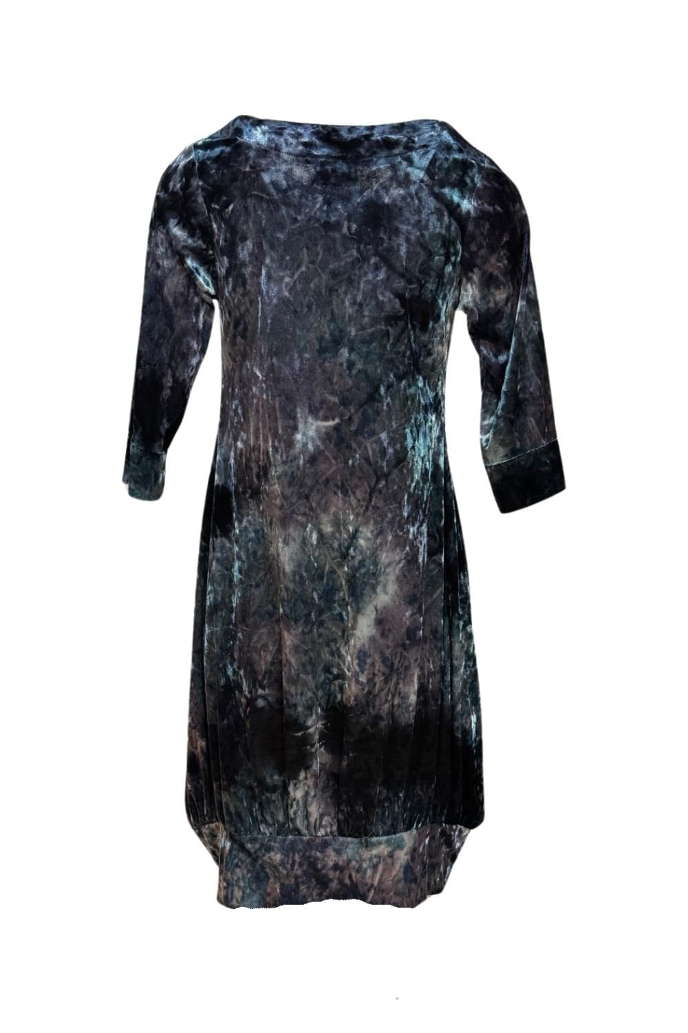GATHERED HEM VELVET DRESS | COL=BLUE