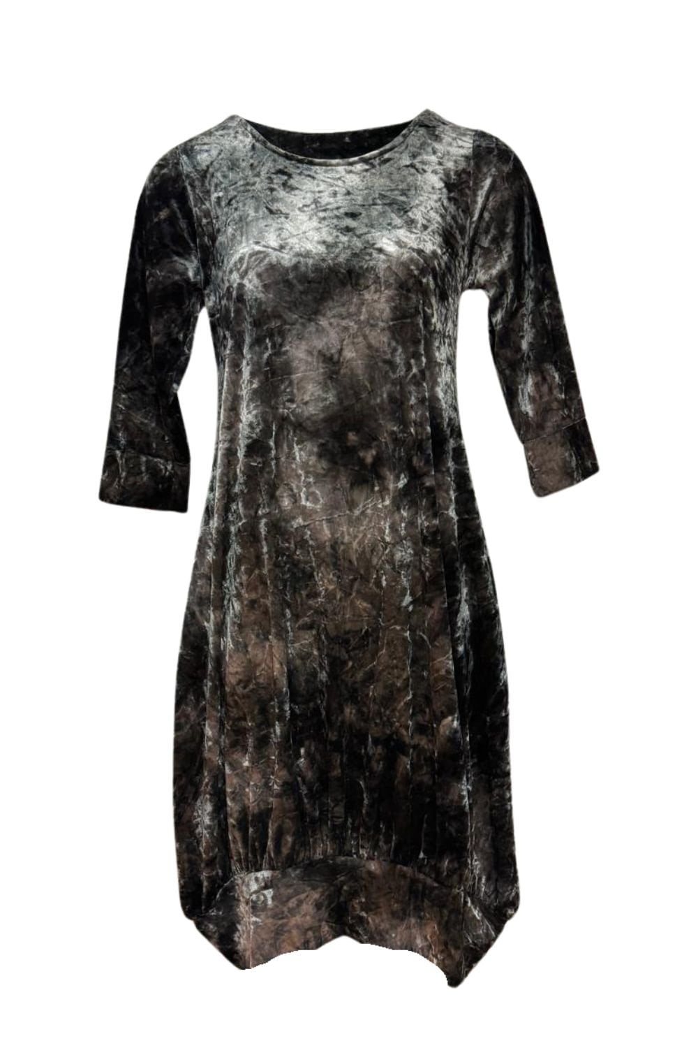 GATHERED HEM VELVET DRESS | COL=SILVER