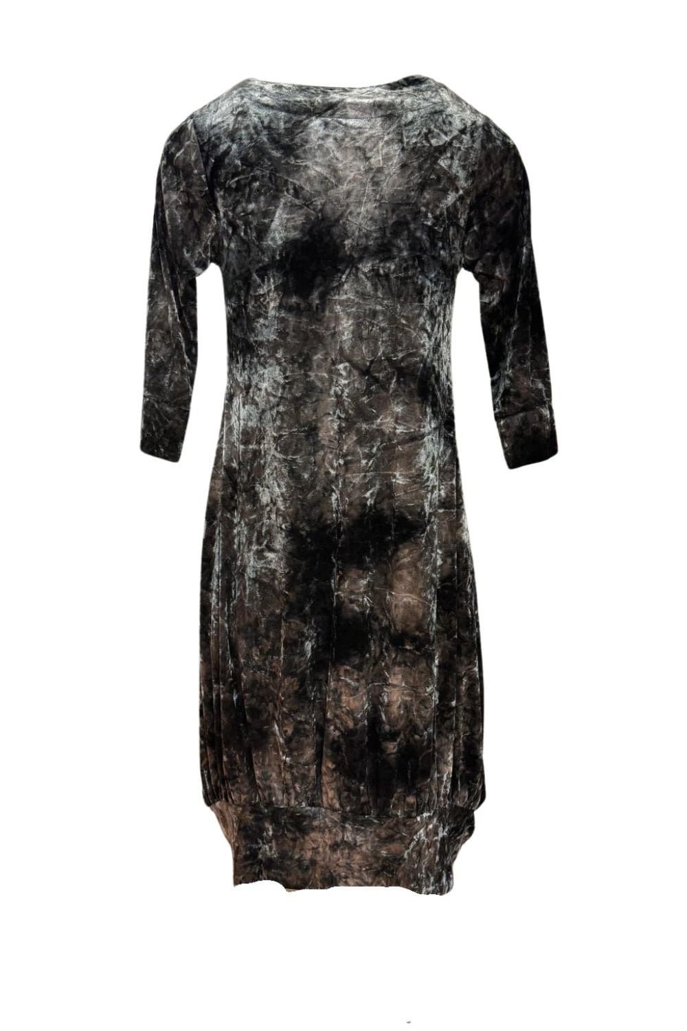 GATHERED HEM VELVET DRESS | COL=SILVER