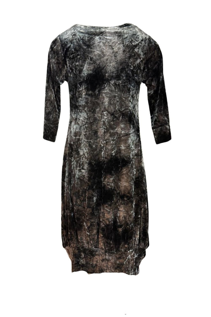 GATHERED HEM VELVET DRESS | COL=SILVER
