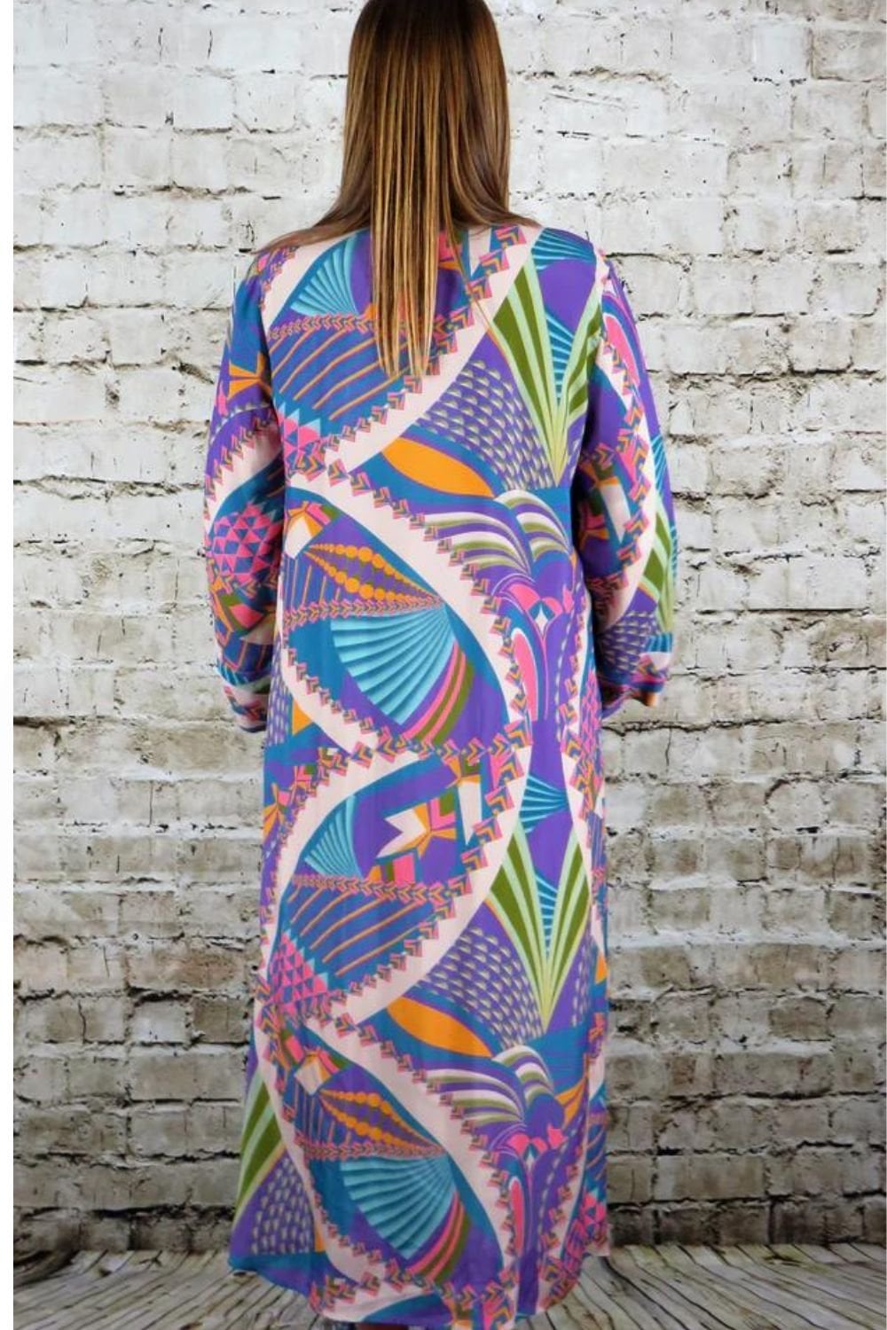 LONG KIMONO COAT | COL=TEAL