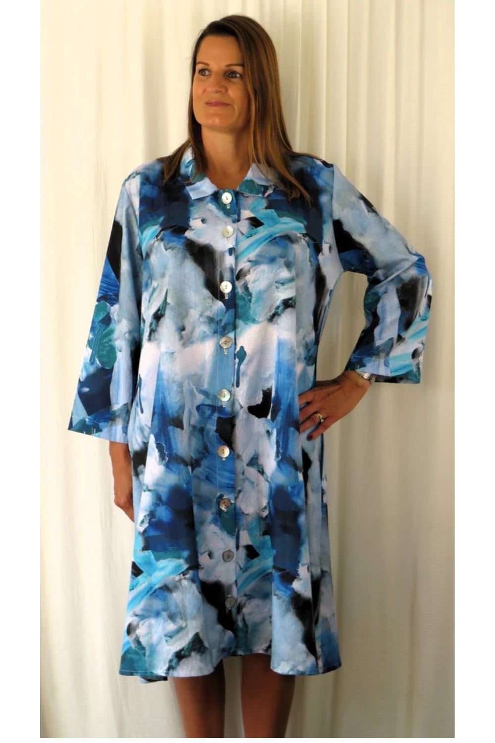 OCEAN PRINT COAT DRESS | COL=MULTI