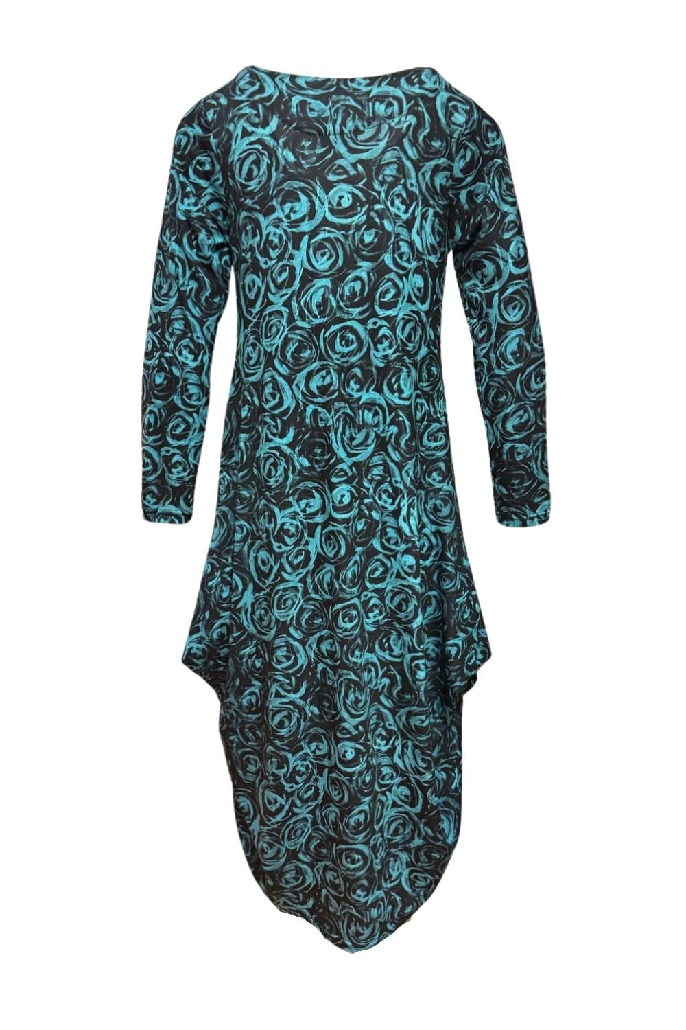 ROSES PRINT HITCH UP DRESS | COL=AQUA