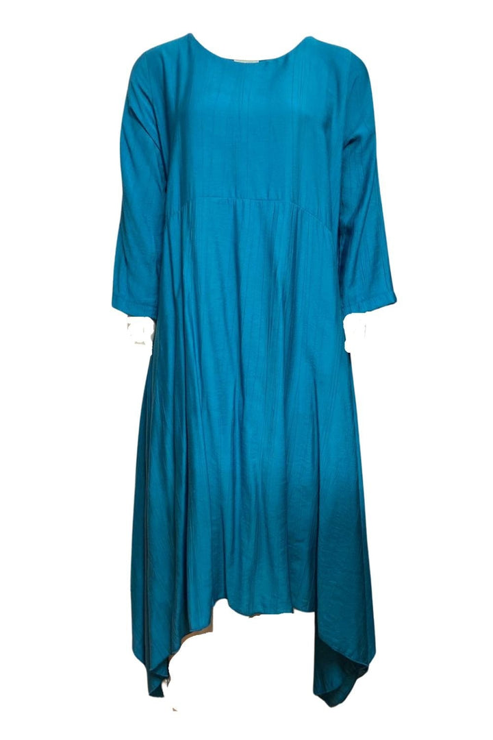 SLEEVED FLARED DRESS | COL=TEAL