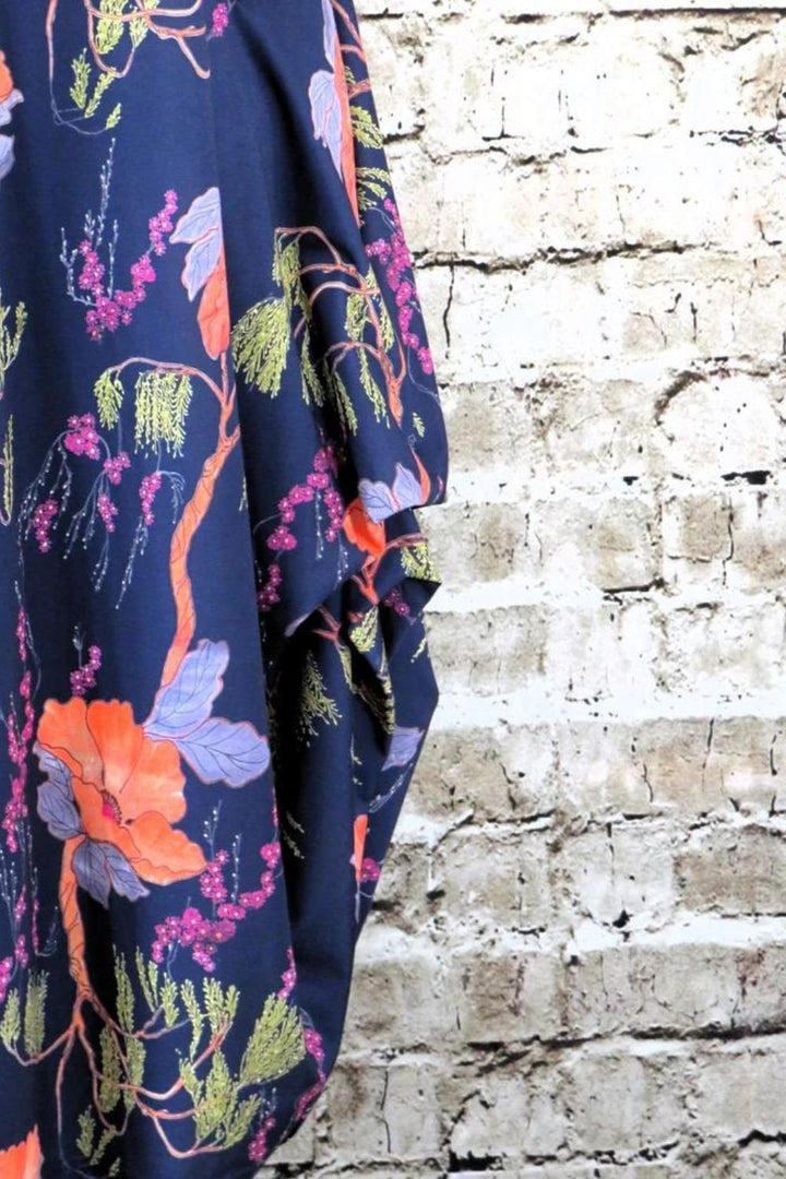 WOODLAND PRINT HITCH UP DRESS | COL=NAVY