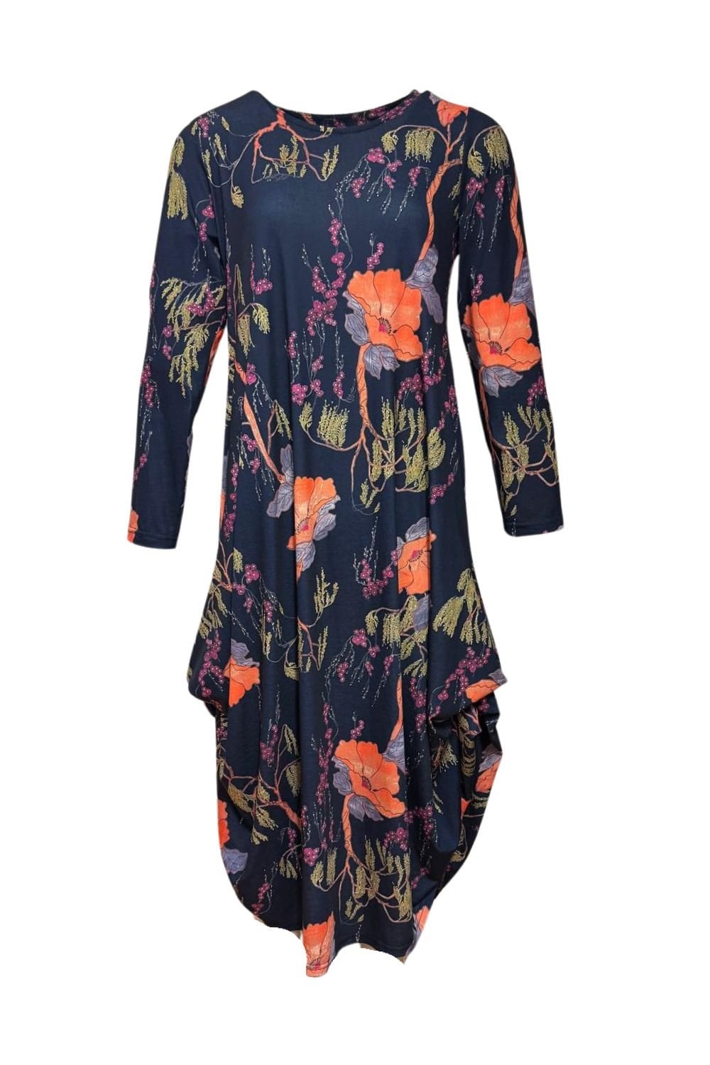 WOODLAND PRINT HITCH UP DRESS | COL=NAVY