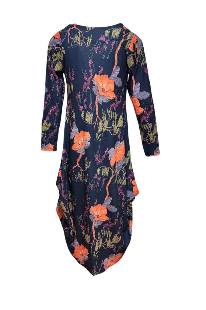WOODLAND PRINT HITCH UP DRESS | COL=NAVY