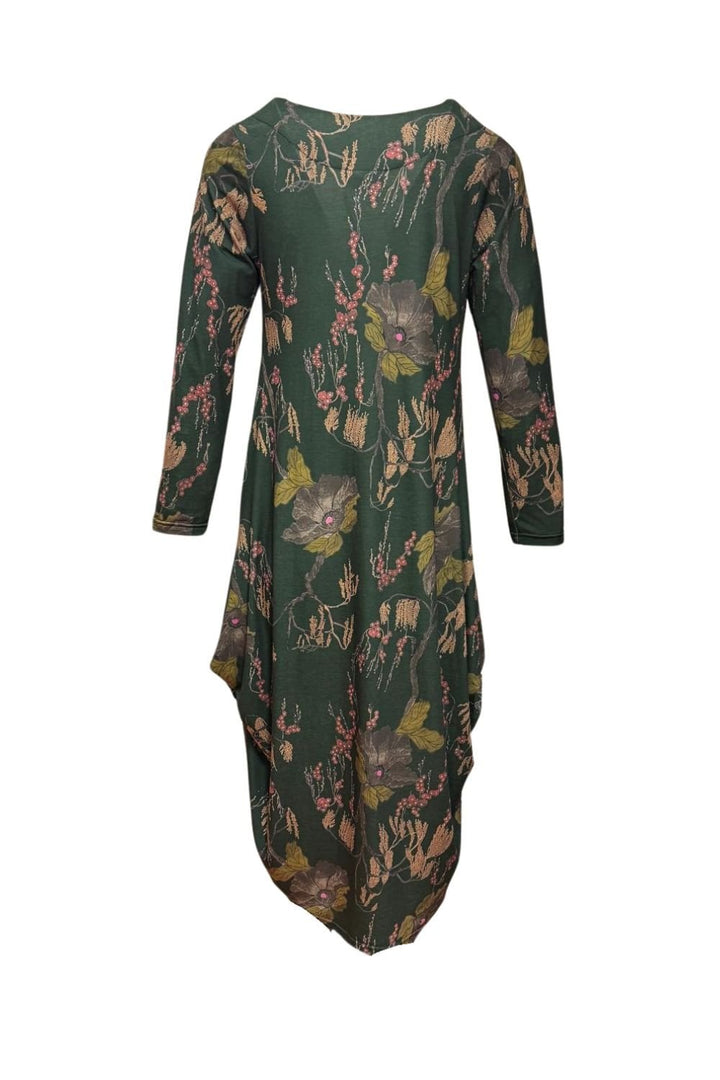 WOODLAND PRINT HITCH UP DRESS | COL=FOREST