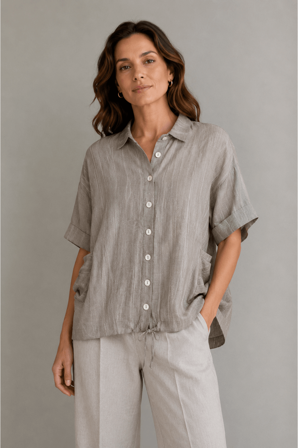 BOXY SHIRT | COL=TAUPE