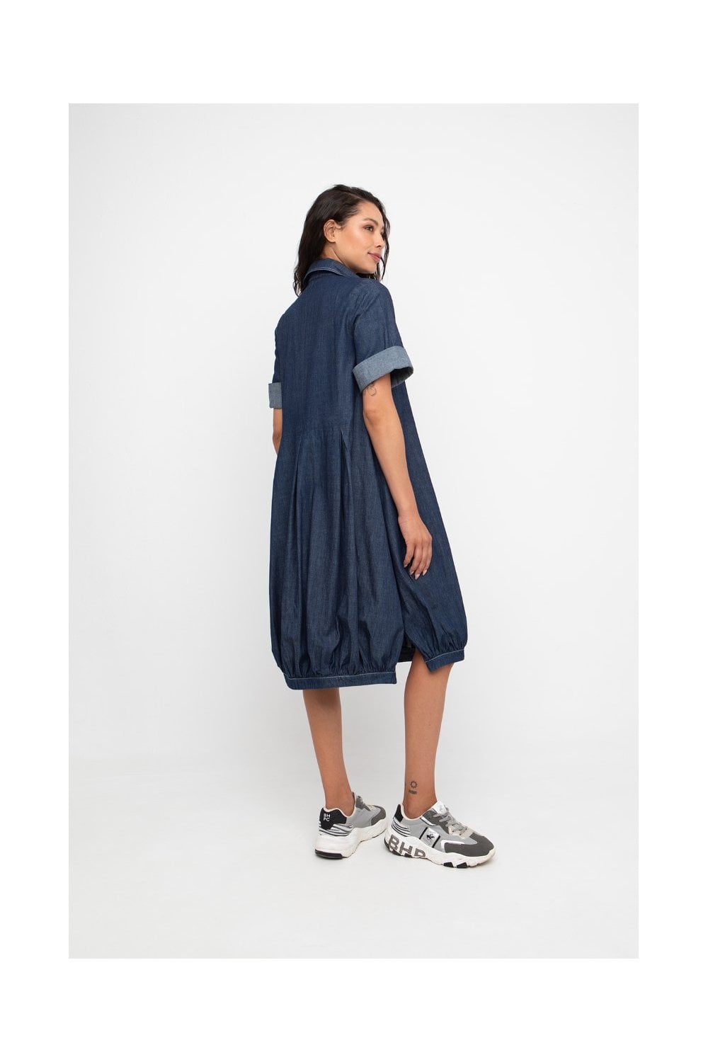 COLLAR ZIP FRONT DRESS | COL=DENIM