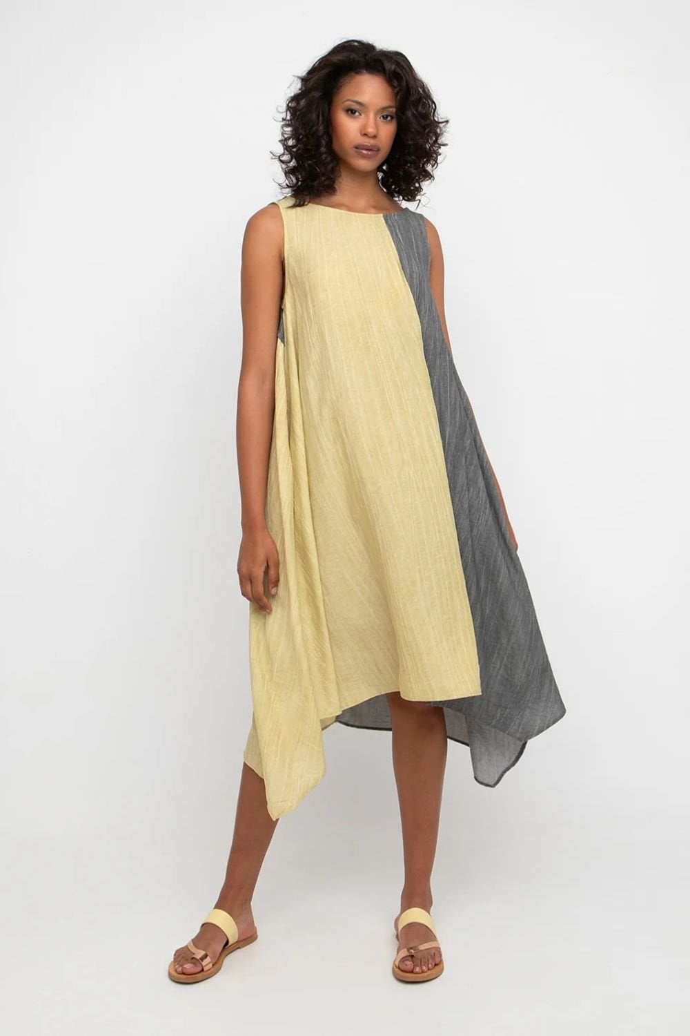 COLOUR BLOCK SWING SLEEVELESS DRESS | COL=MIX