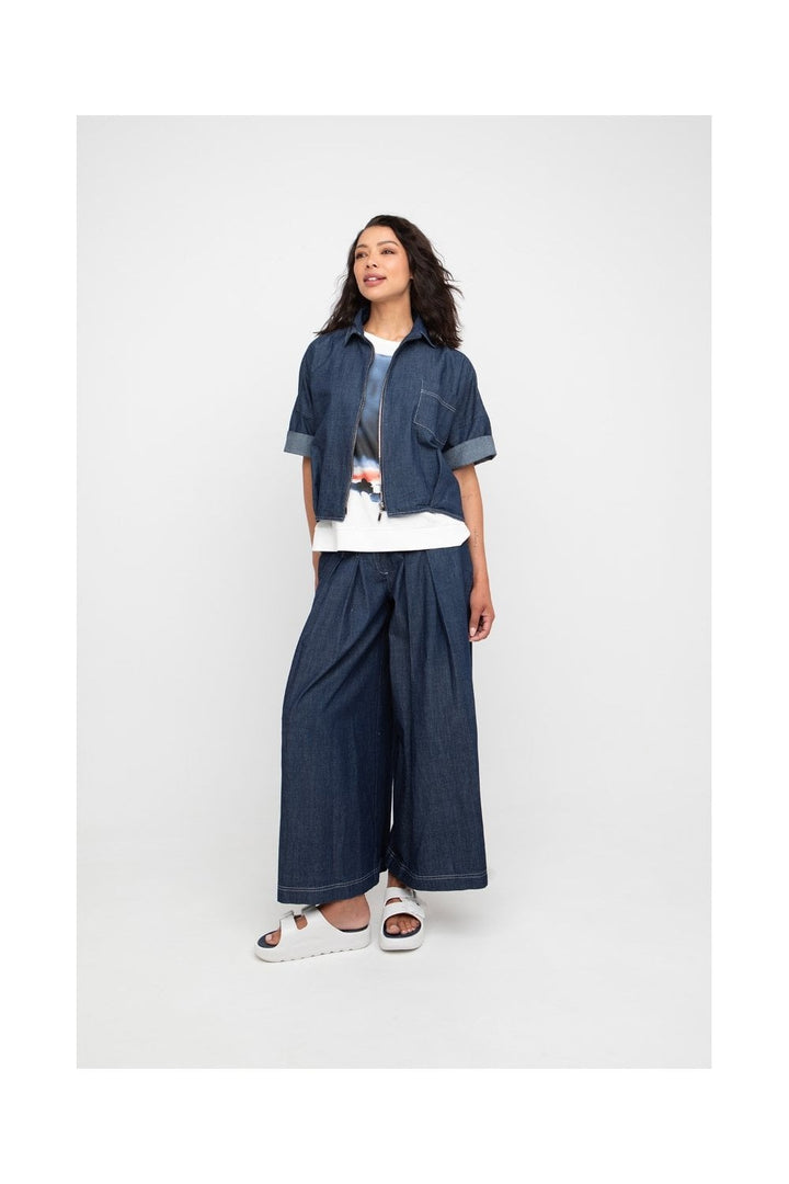 CROPPED ZIPPED TOP | COL=DENIM