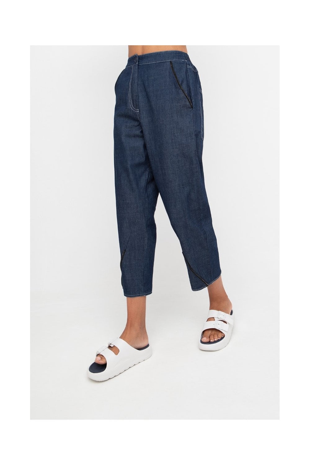 DENIM CROPPED TROUSERS | COL=DENIM