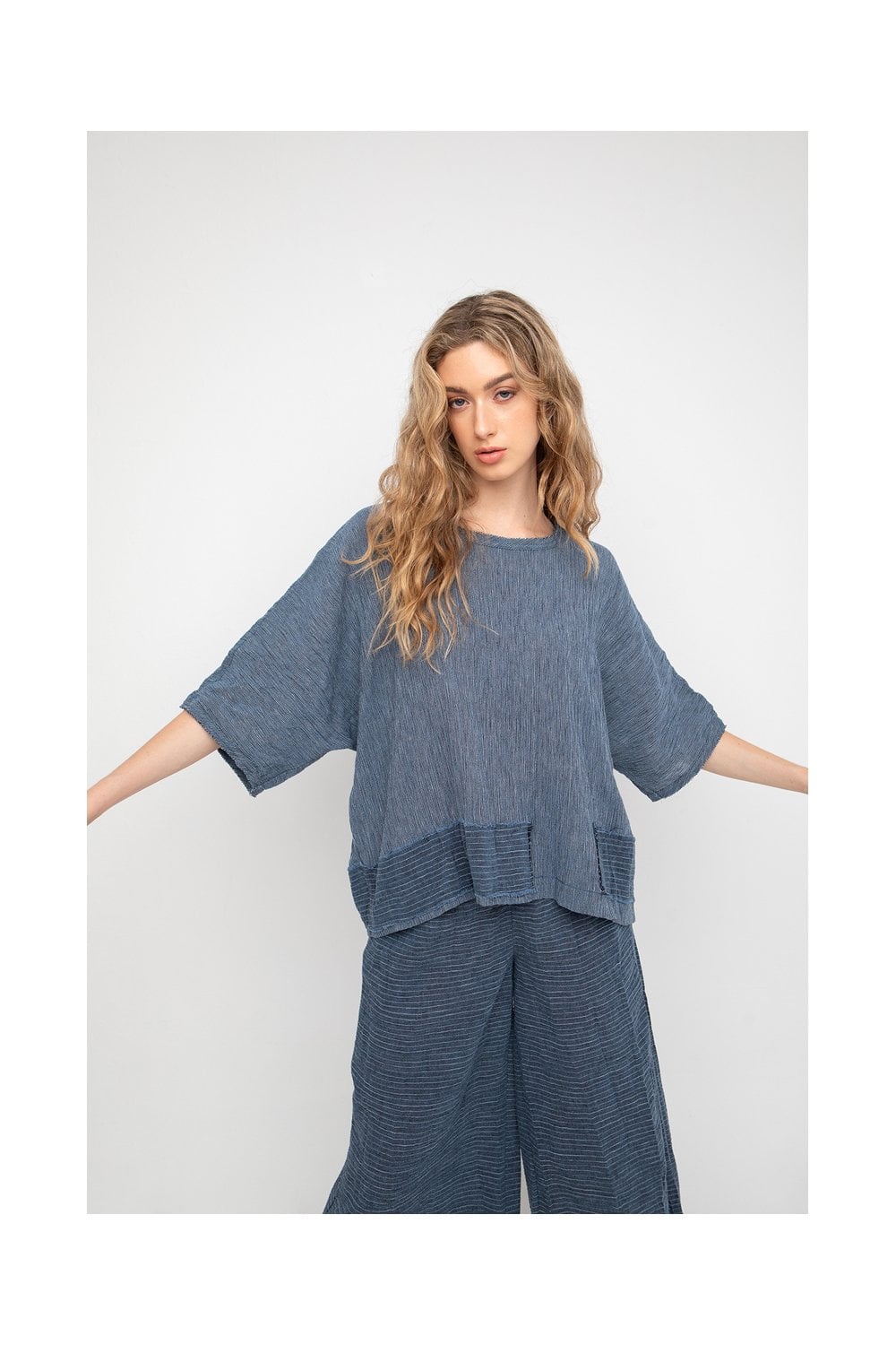 DENIM PATCHWORK TOP | COL=BLUE