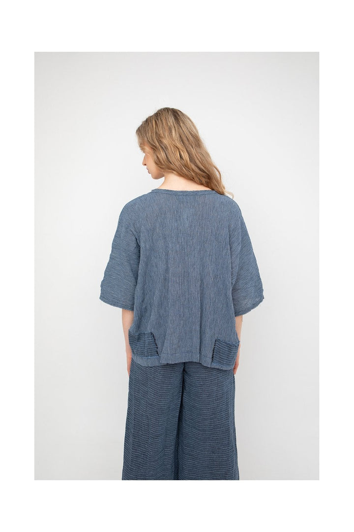 DENIM PATCHWORK TOP | COL=BLUE