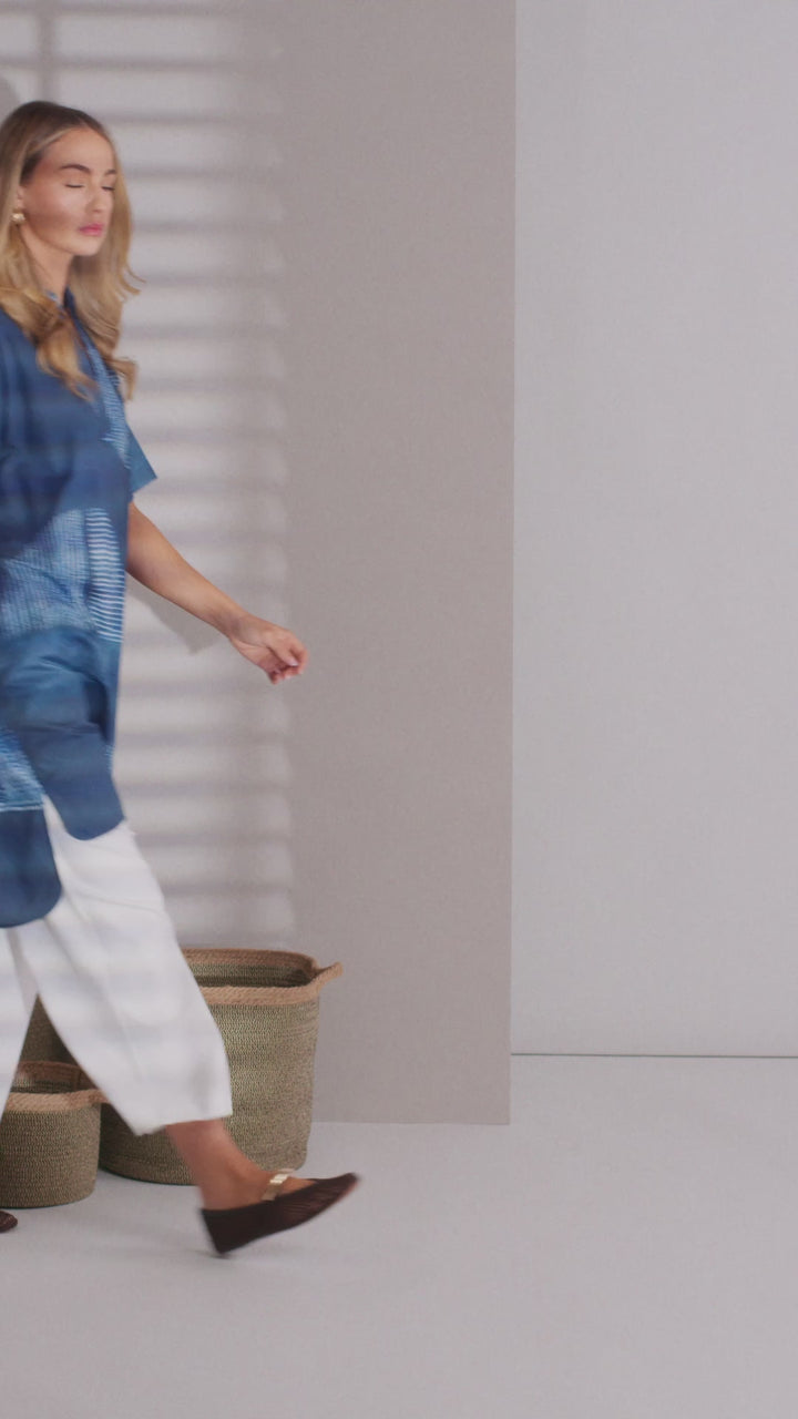 SEMI CIRCLE PRINT LONG SHIRT