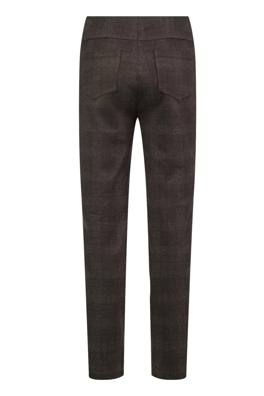 BELLA FINE CHECK TROUSER | COL=DARK BROWN 39