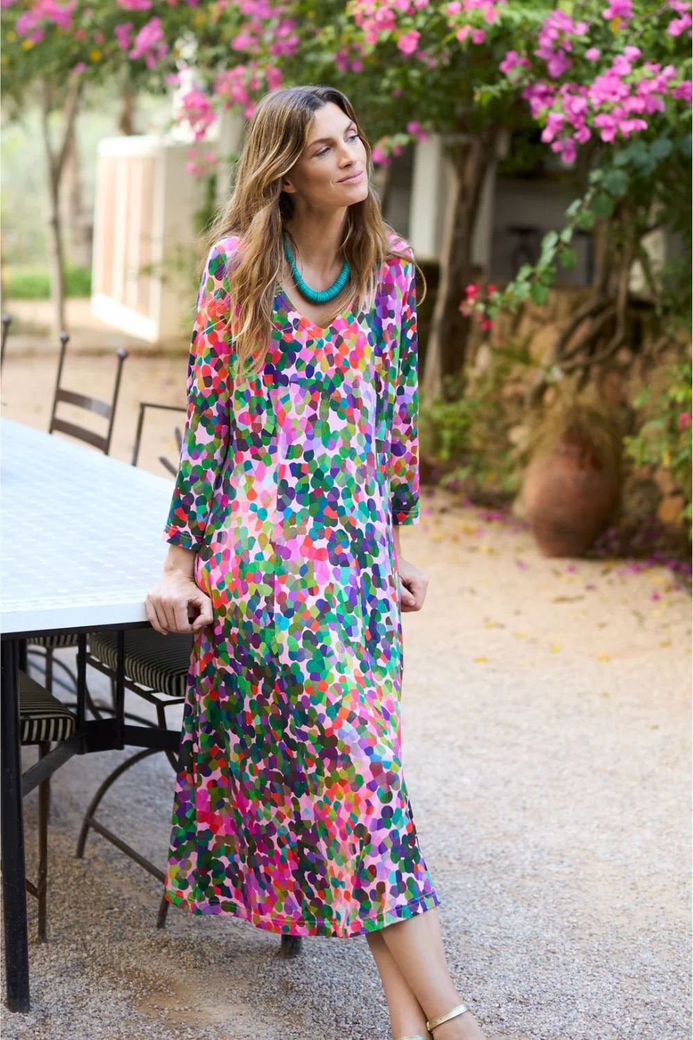 ABSTRACT CONFETTI JERSEY BUBBLE DRES | COL=MULTI