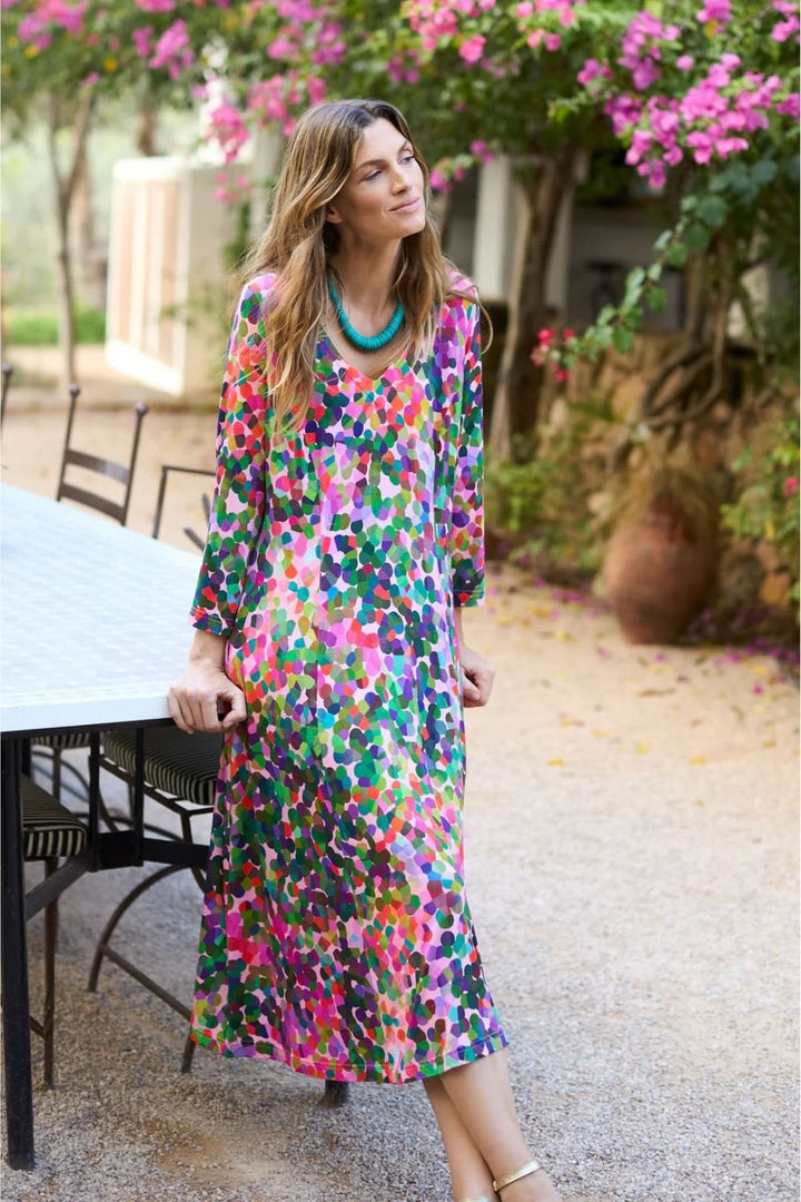ABSTRACT CONFETTI JERSEY BUBBLE DRES | COL=MULTI