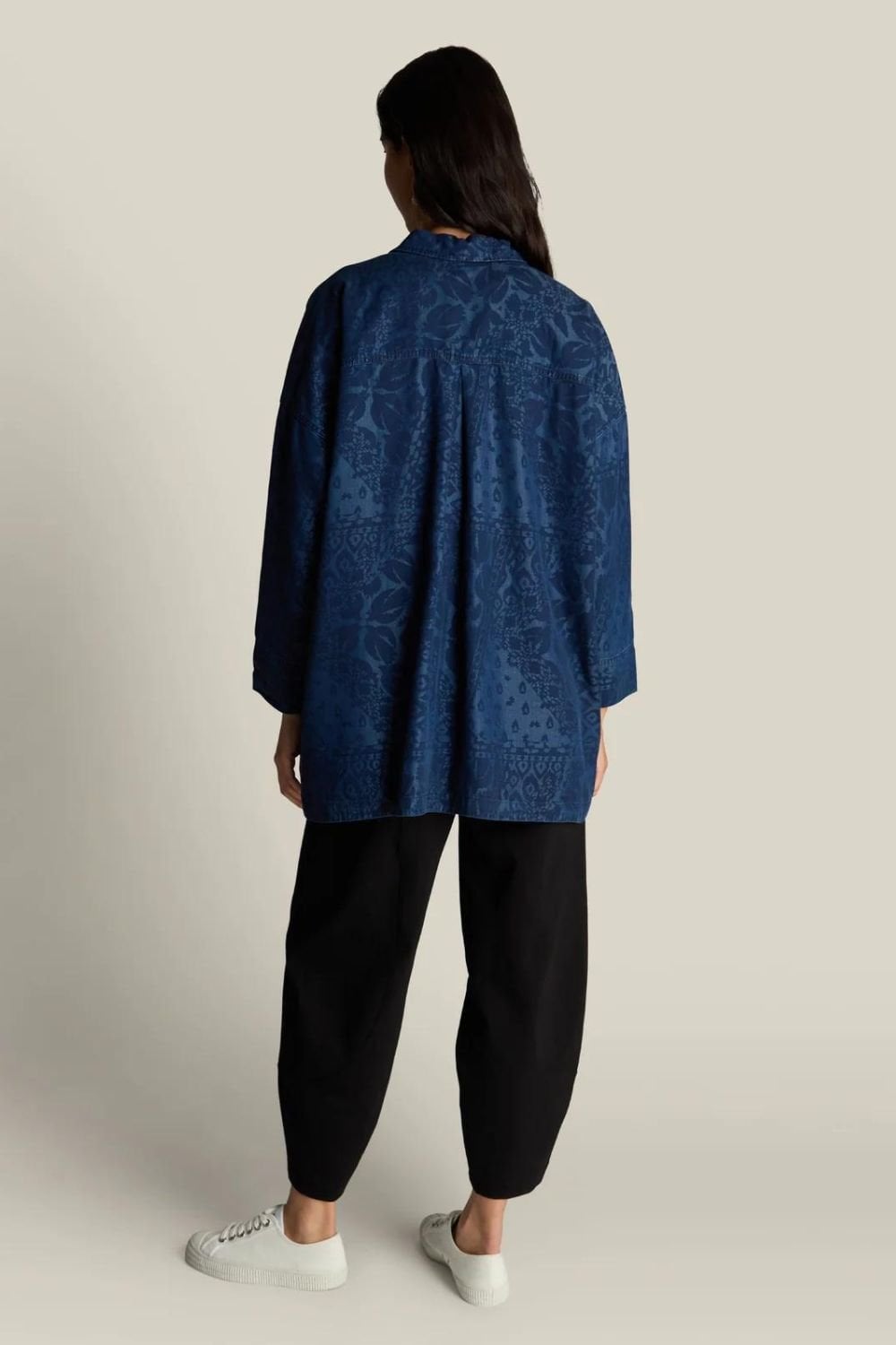ABSTRACT PATCHWORK PRINT SHIRT | COL=DENIM