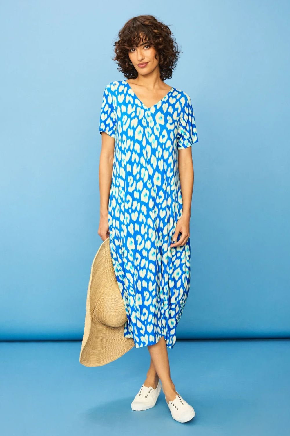 ABSTRACT WILD JERSEY BUBBLE DRESS | COL=BLUE