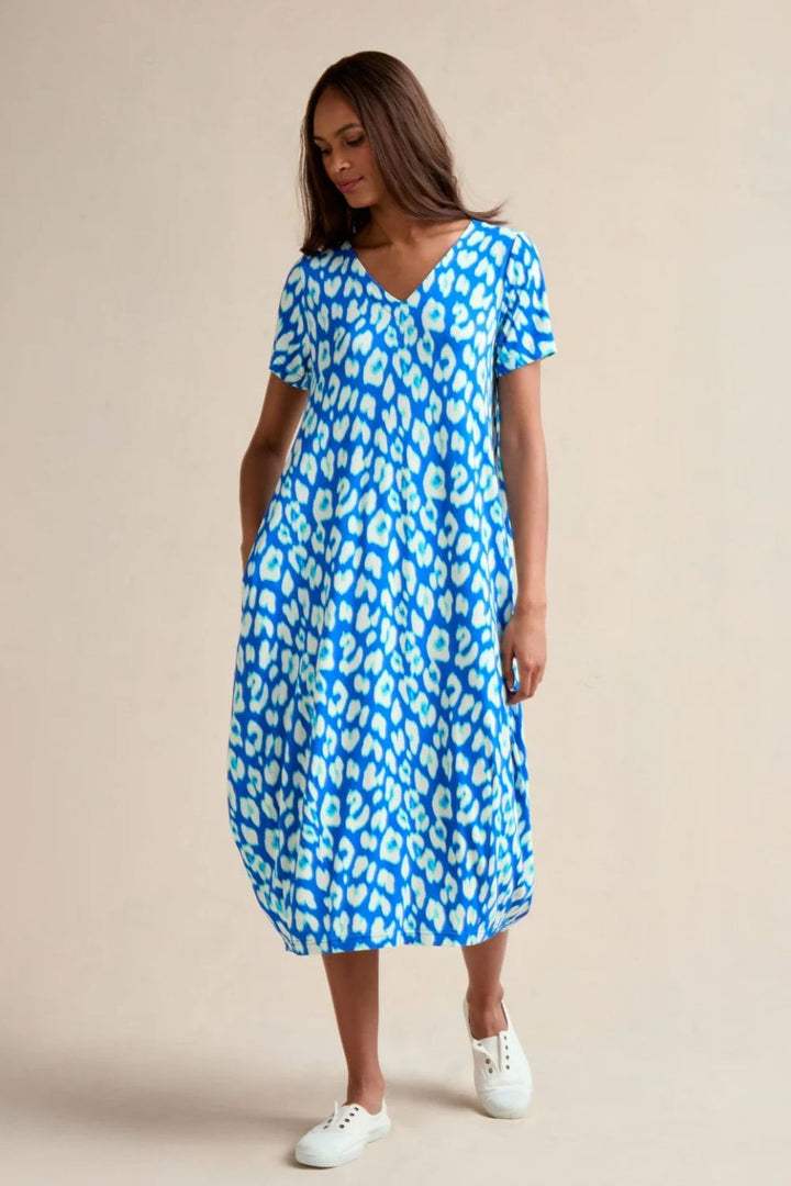ABSTRACT WILD JERSEY BUBBLE DRESS | COL=BLUE
