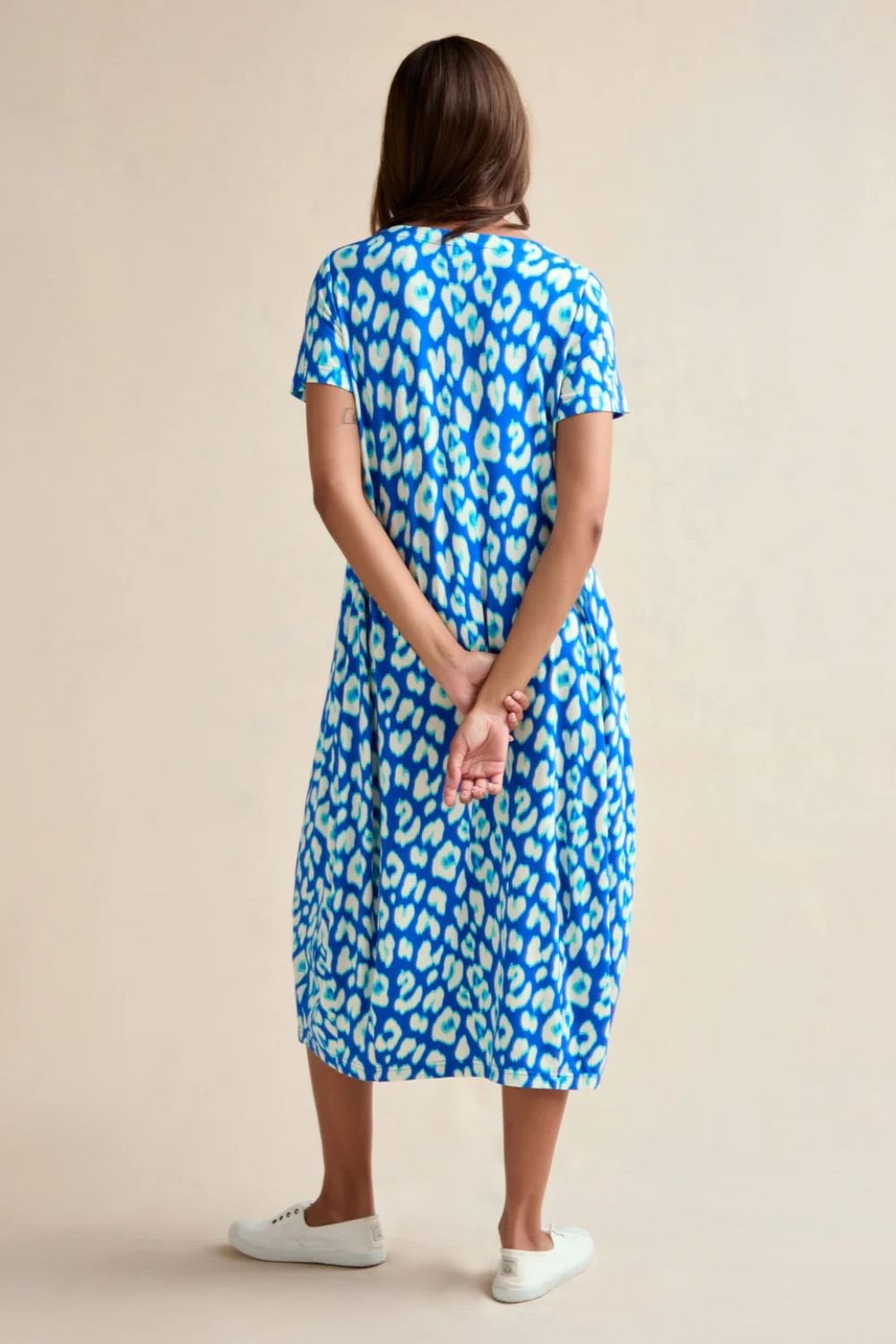 ABSTRACT WILD JERSEY BUBBLE DRESS | COL=BLUE