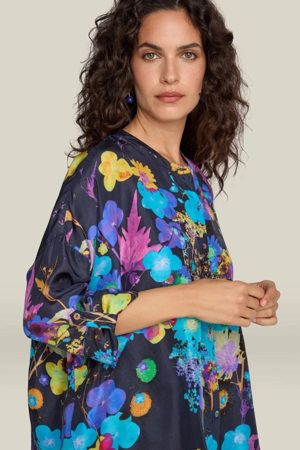 BLUE BOUQUET SILK SHIRT | COL=MULTI