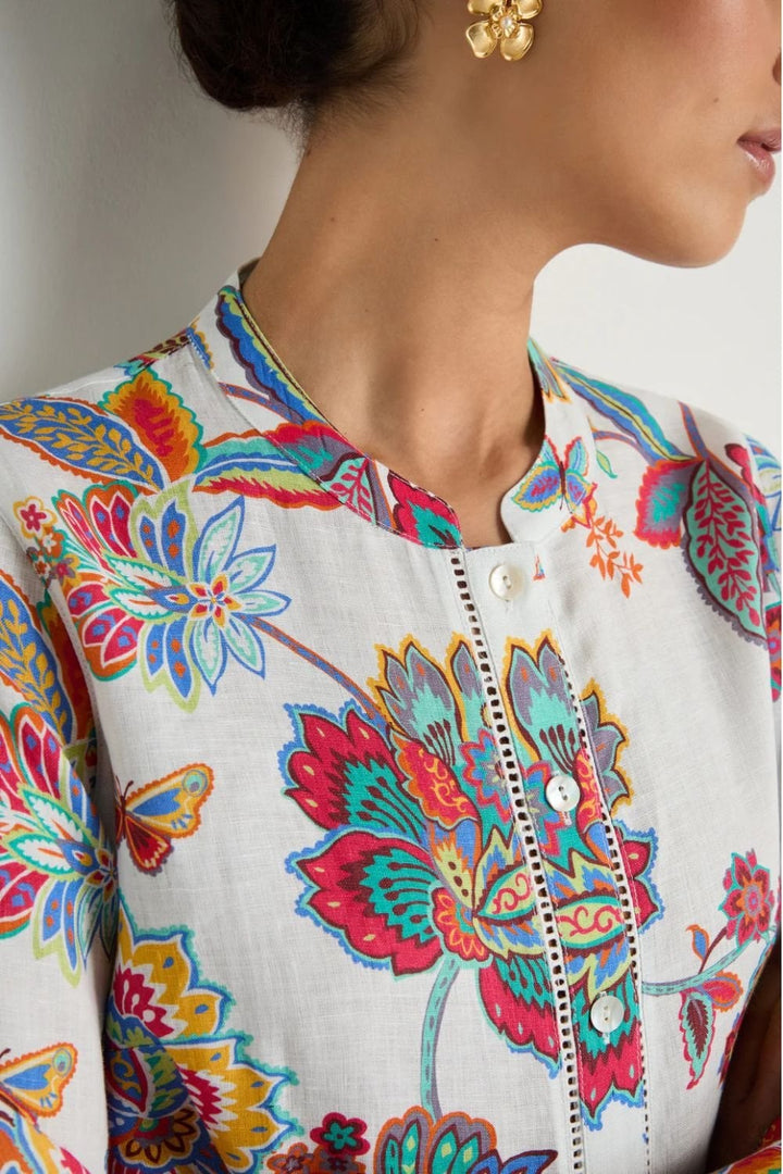 BOTANICAL FLORAL FLARED SHIRT | COL=MULTI