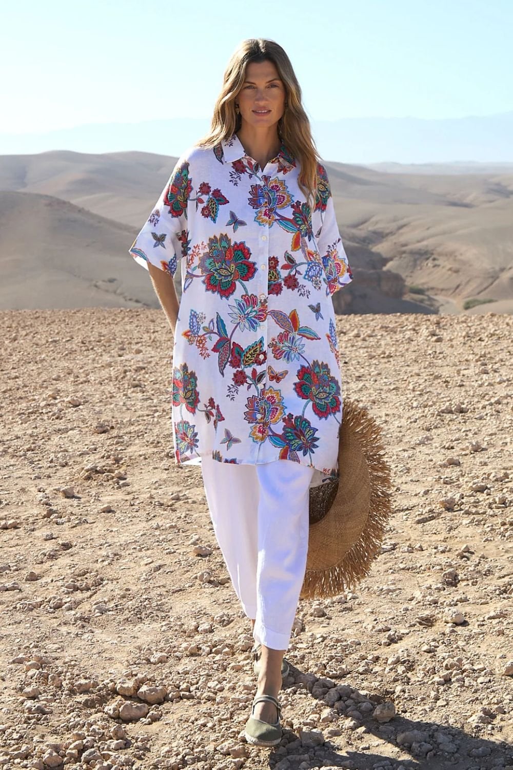 BOTANICAL LINEN LONG SHIRT | COL=MULTI