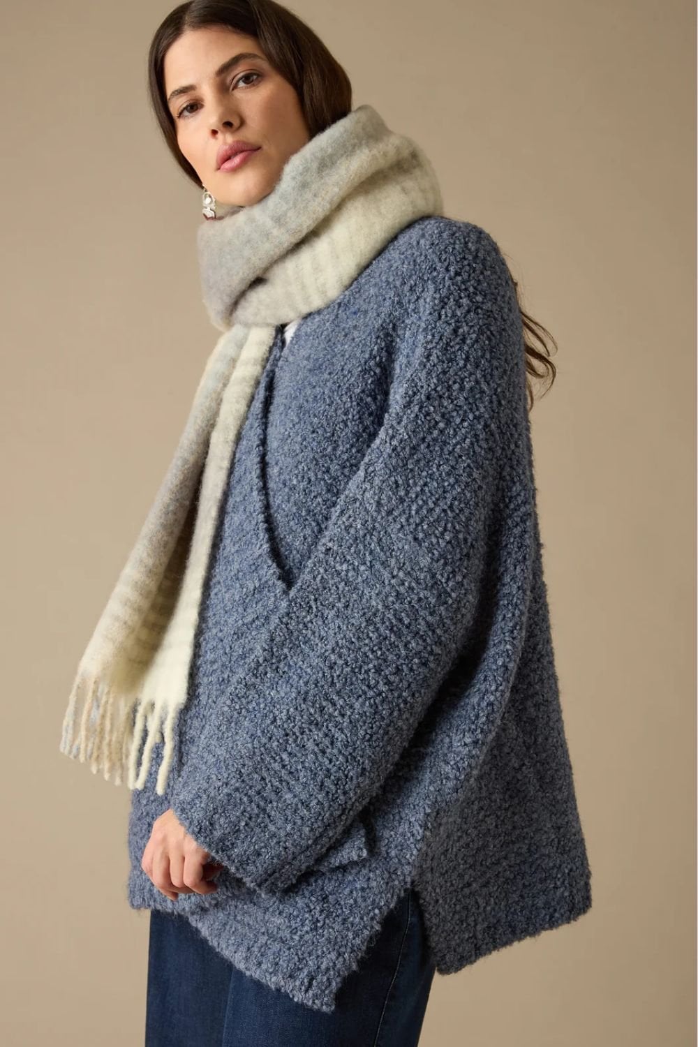 BOUCLE KNIT CARDI | COL=DENIM BLUE