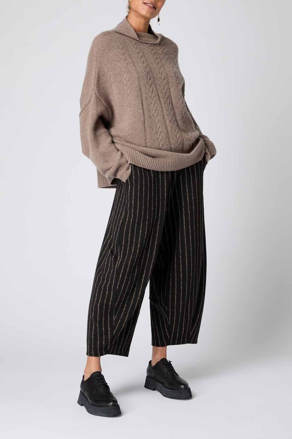 BROKEN STRIPE BUBBLE TROUSER | COL=BLACK