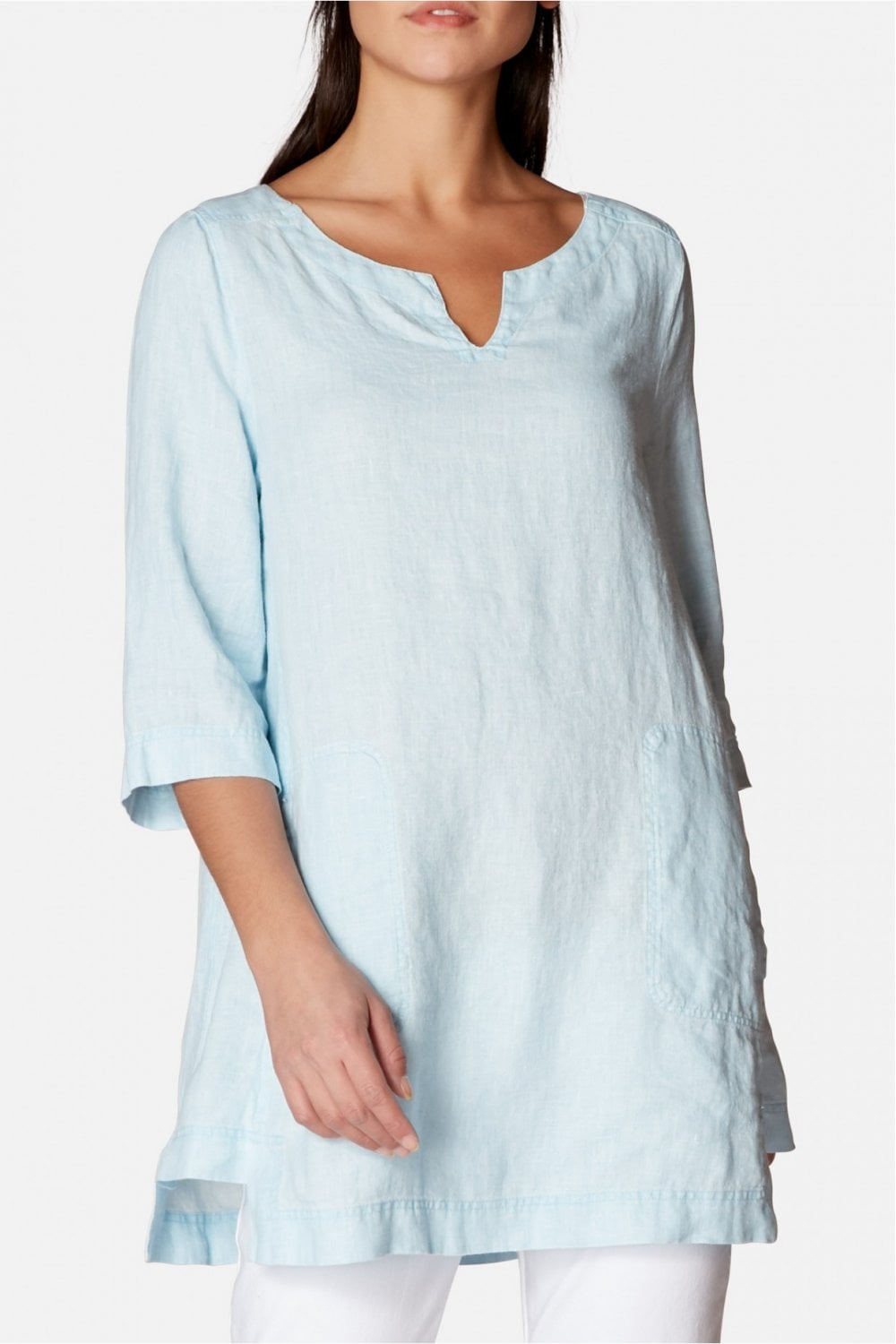 CHALK LINEN TUNIC | COL=ICE BLUE