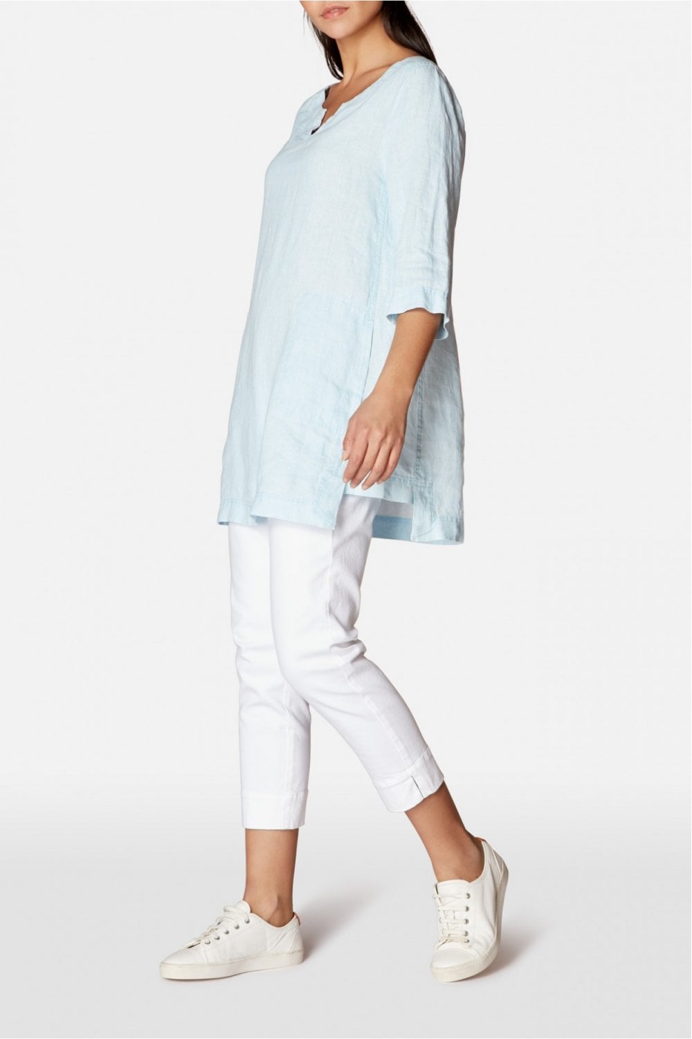 CHALK LINEN TUNIC | COL=ICE BLUE
